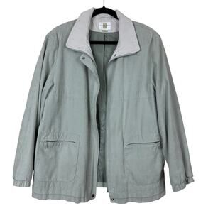 Gallery Sage Green Utility Jacket Womens Large Lightweight Zip Front Casual Coat
